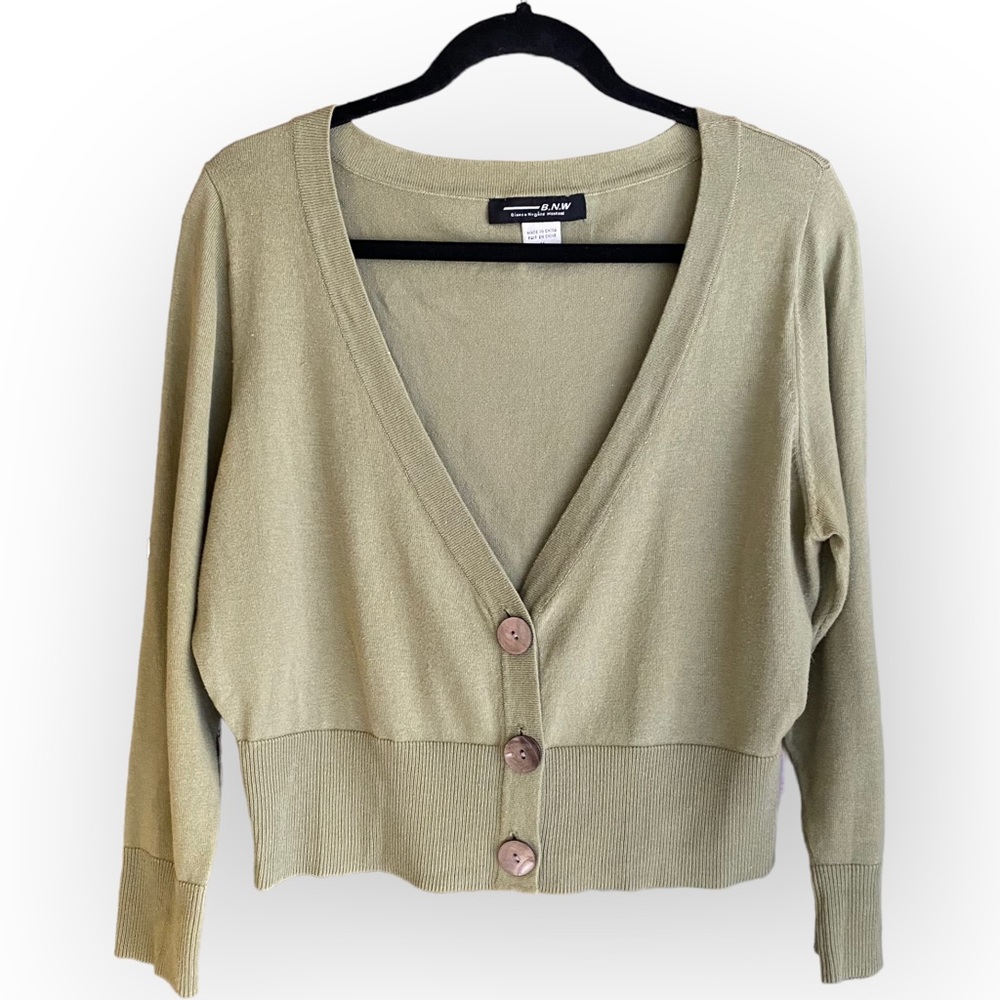 2 for $30 Vintage Bianca Nygard Green Cardigan Decorative Buttons Size Medium